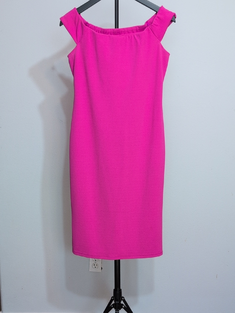 Eliza J Vibrant Pink Off-Shoulder Midi Dress